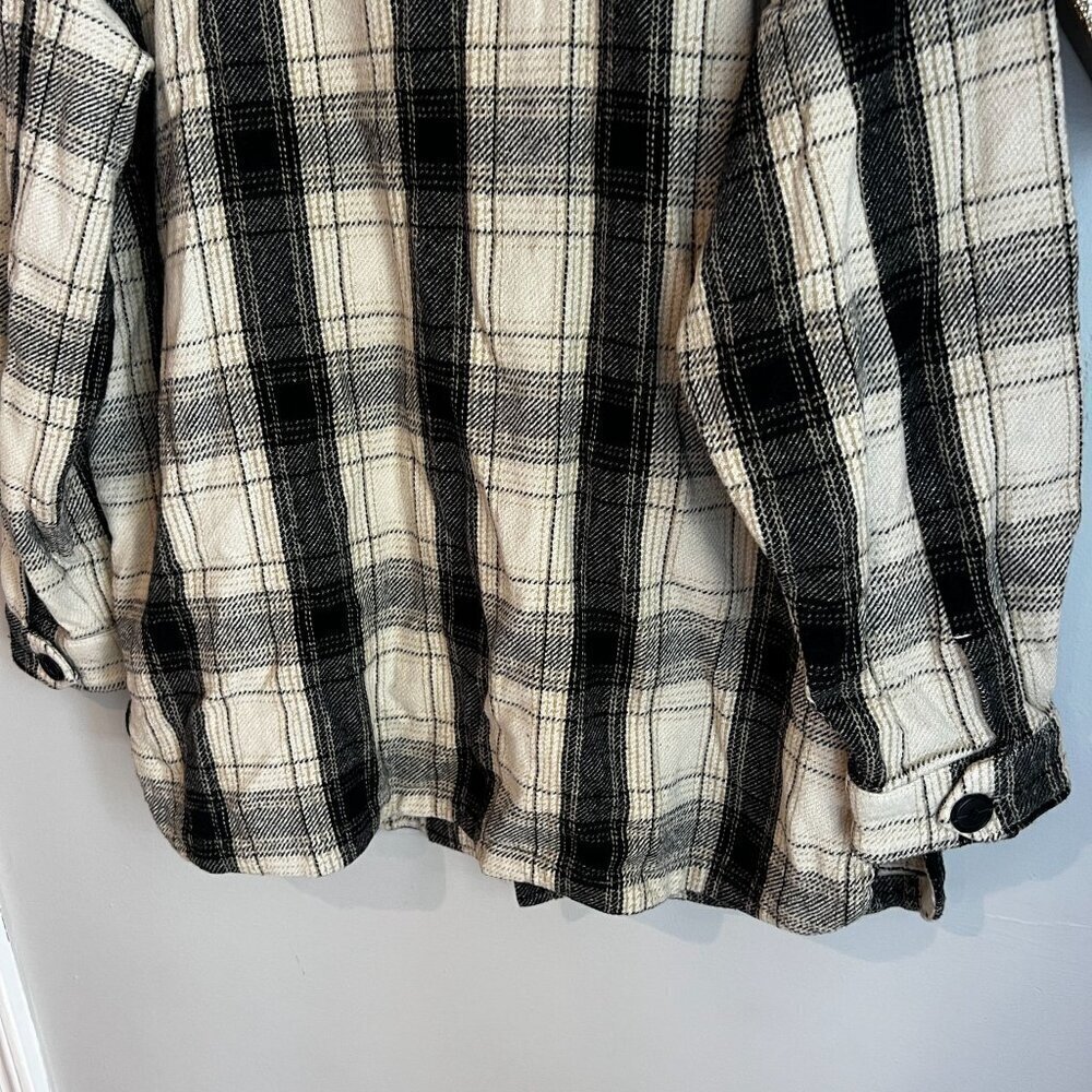 Lucky Brand Womens Buffalo Plaid Midweight Shacket Shirt Jacket MEDIUM Beige - Picture 9 of 12